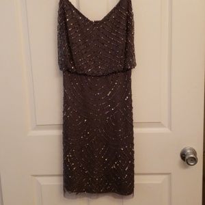Adrianna Papell Blouson Beaded Dress